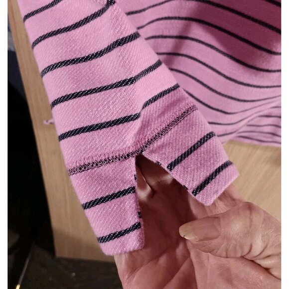 Talbots XS Women's Mock Neck Sweatshirt, Pink with Blue Stripe And Drawstring - Picture 6 of 7